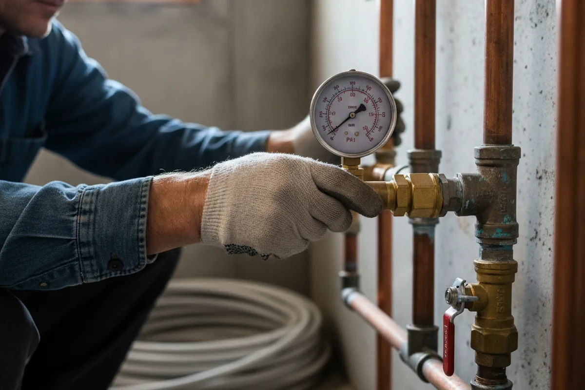 Pressure testing a repaired line during Water Line Repair in Mertztown